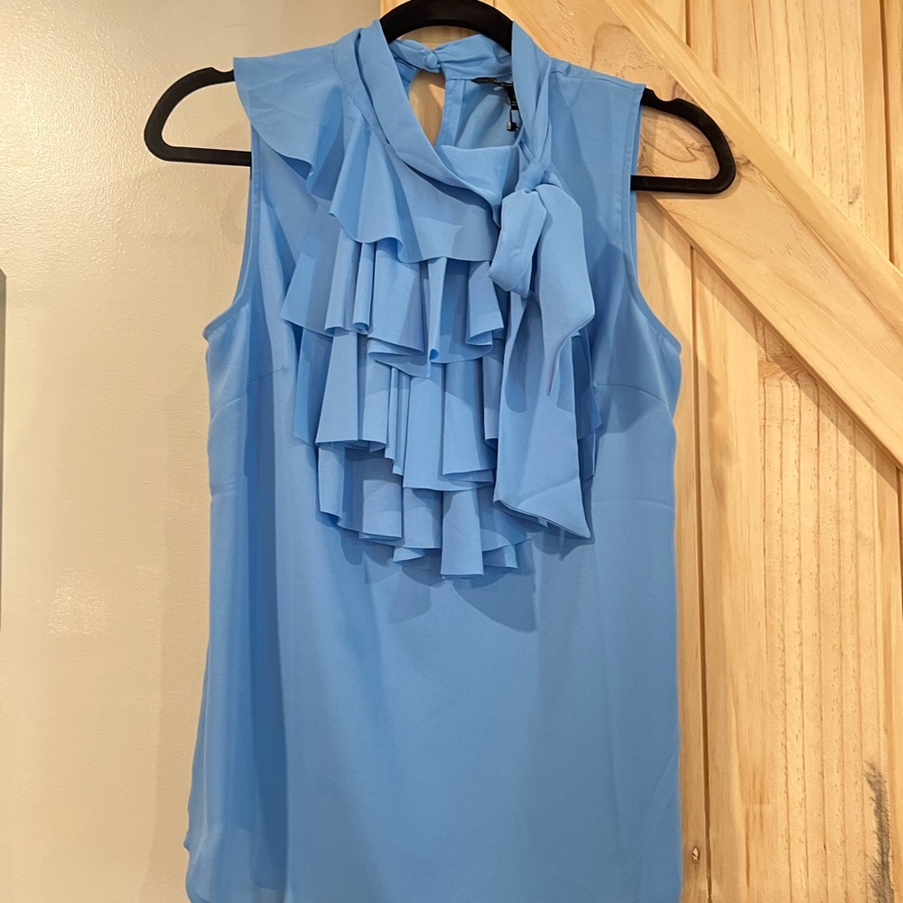 Banana Republic XS Women’s Blue Ruffle Blouse with Bow-Tie